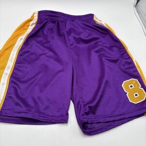 Kobe‎ Bryant Shorts Size Medium Just Play Brand Purple Gold Number 8 Basketball